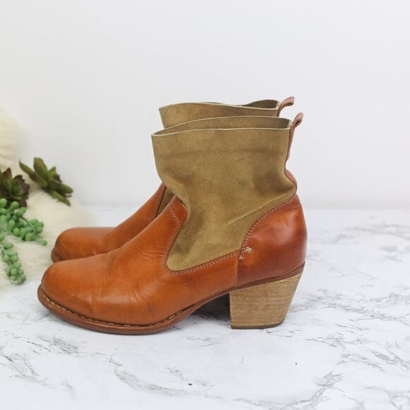 Rag & Bone Goodyear Mercer II Tan Brown Leather Suede Ankle Slouch Boots Size 38 - Picture 3 of 9